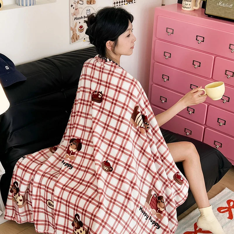 Afralia™ Double-Sided Thin Velvet Printed Blanket for Adults - Spring Autumn Bedding & Sofa Decor