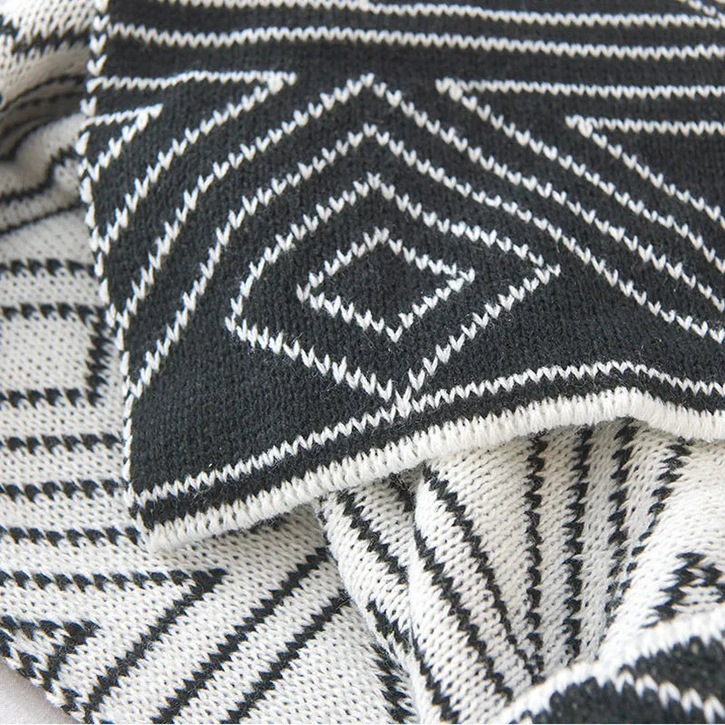 Afralia™ Grey Knitted Woolen Blanket: Nordic Style, Comfortable & Versatile Summer Sofa Throw