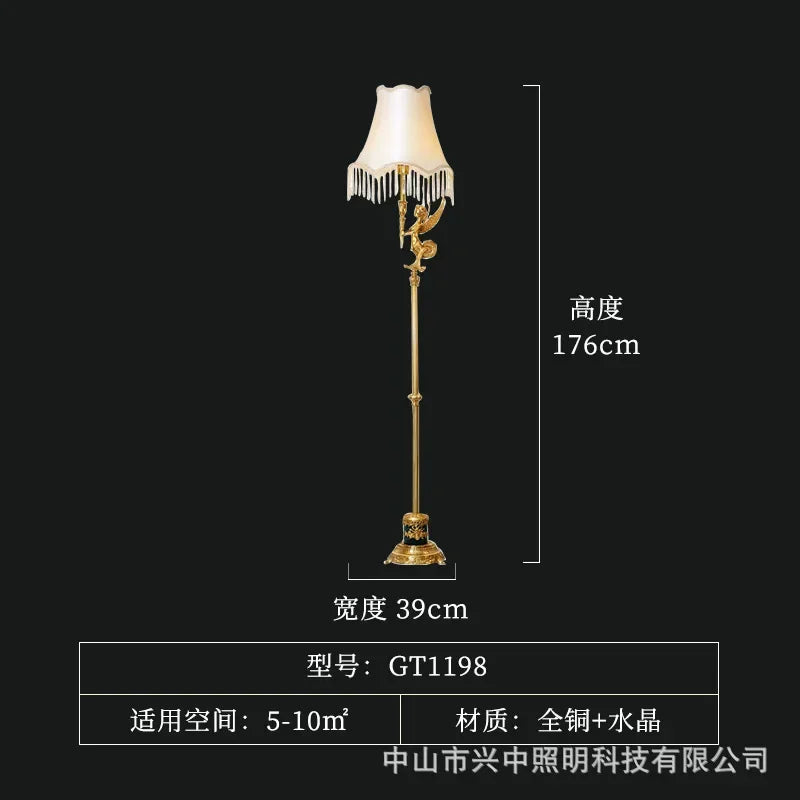Afralia™ Luxury Copper Floor Lamp: Elegant European Villa Decor for Living Room & Study