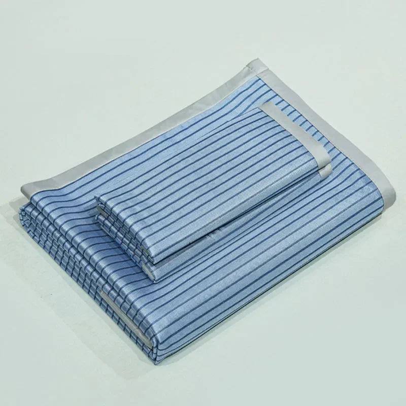 Afralia™ Ice Silky Cooling Mat Striped Bed Cover Skin-Friendly Pad