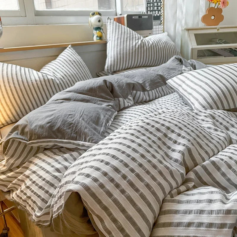 Afralia™ Pure Cotton Jacquard Comforter 4-Piece Bedding Set: Soft, Breathable, Skin-Friendly Quality