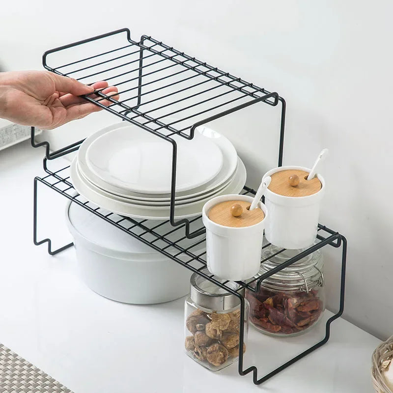 Afralia™ Kitchen Organizer Rack for Dishes, Spice Jars, and Seasoning Bottles