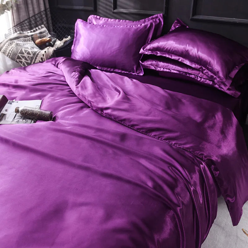 Afralia™ Ice Rayon Satin Bedding Set: Cooling, Soft, Summer Comfort for Twin-Double Bed
