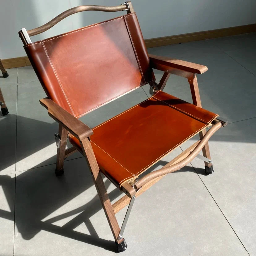 Afralia™ Portable Folding Backrest Chair with Faux Wood Armrests