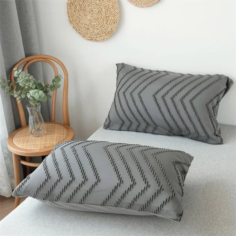 Afralia™ Wave Stripes Grey Bedding Set Full Queen King Twin Duvet Cover Pillow Cases