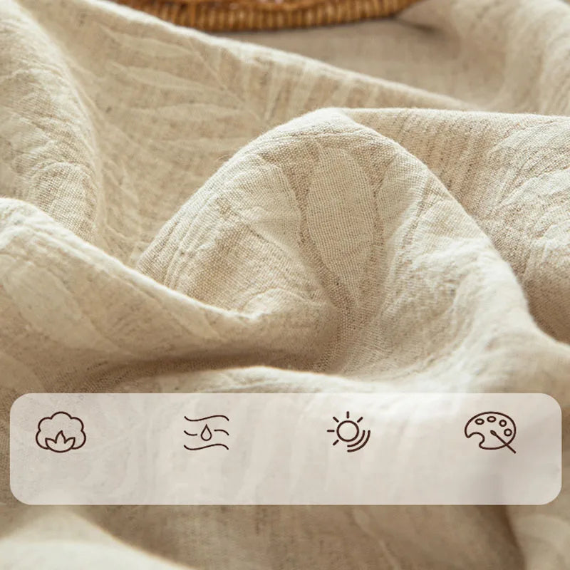 Afralia™ Super Soft Cotton Linen Jacquard Bed Sheet, Cozy Flat Bed Cover for All Seasons