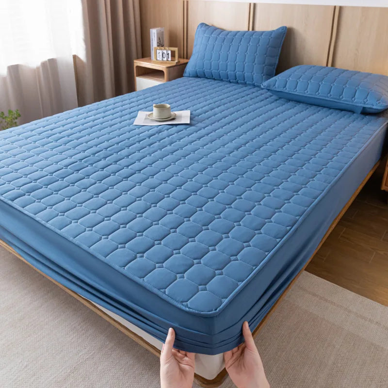 Afralia™ Quilted Fitted Sheet for Cozy & Anti-Slip Protection on Queen & King Beds