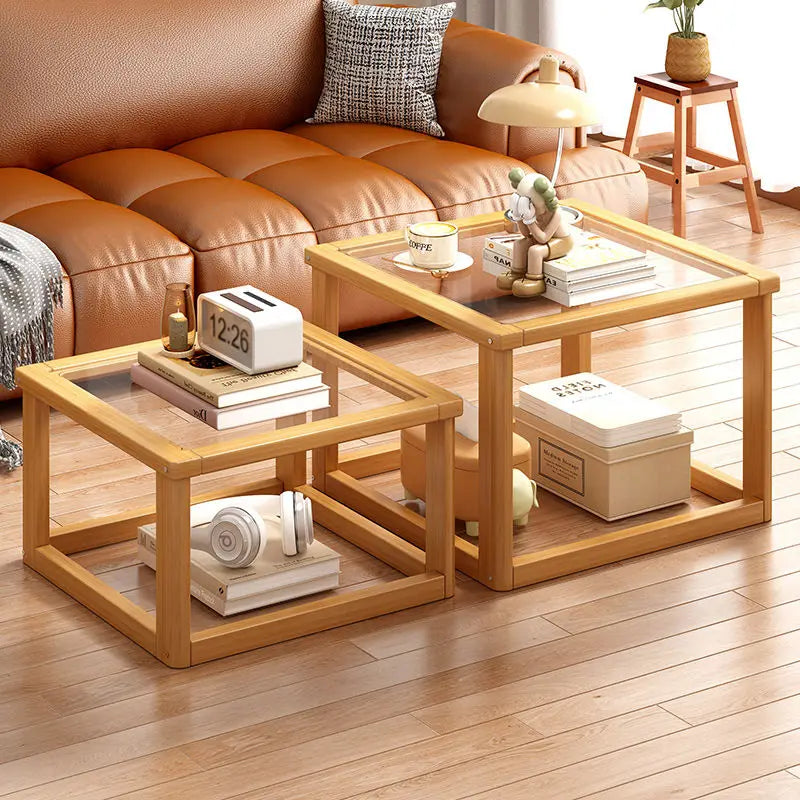 Afralia™ Glass Coffee Table Set for Small Apartment Living