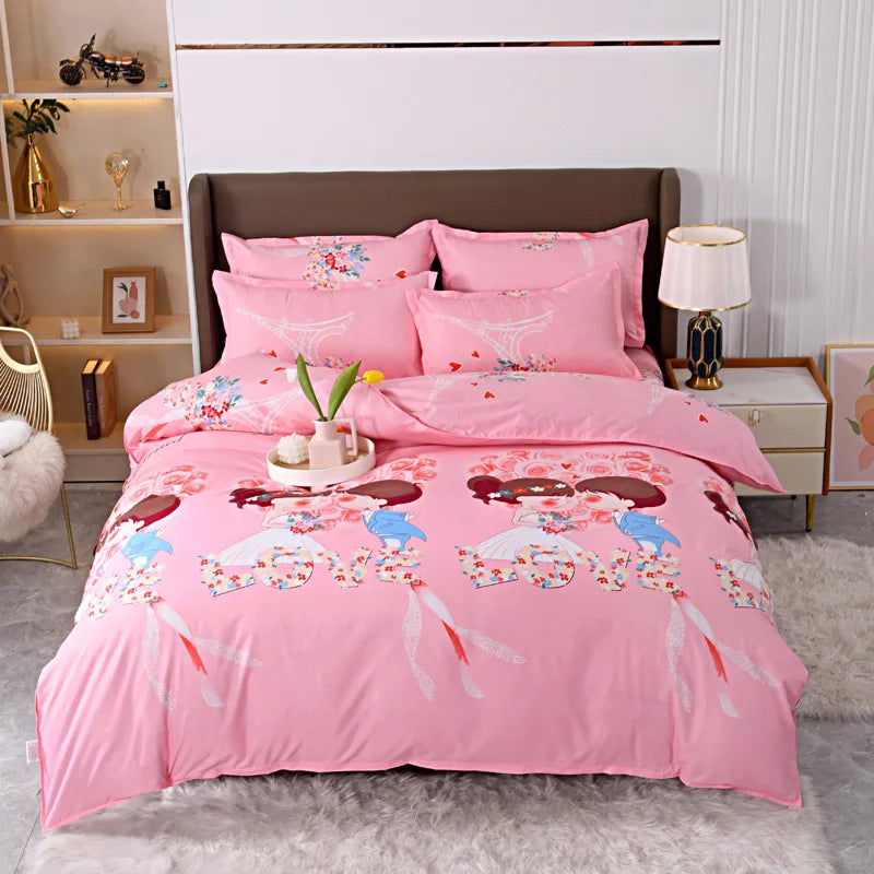 Afralia™ Pastoral Printed Cotton Comforter Cover for Queen King Bed - Four Seasons