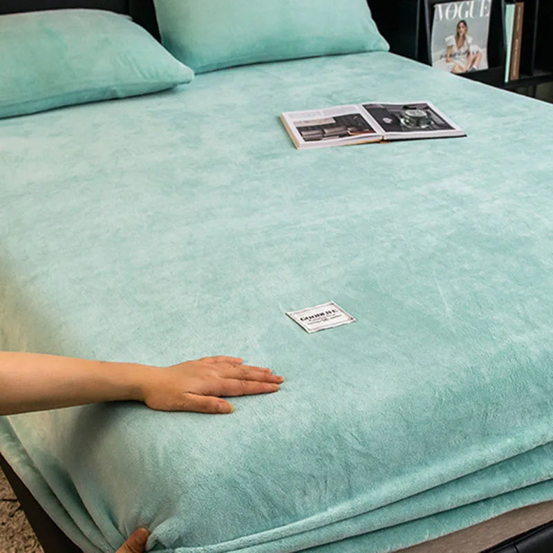 Afralia™ Winter Velvet Fitted Bed Sheet: Nordic Plush Mattress Cover, Warm & Non-Slip