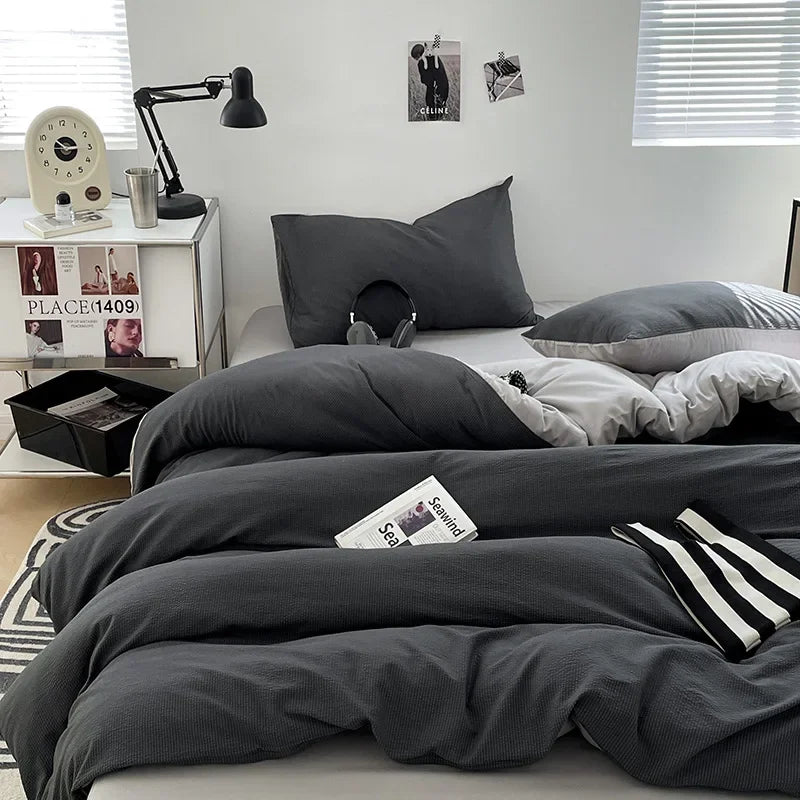 Afralia™ Super Soft Double-Sided Bubble Cotton Bed Four-Piece Set