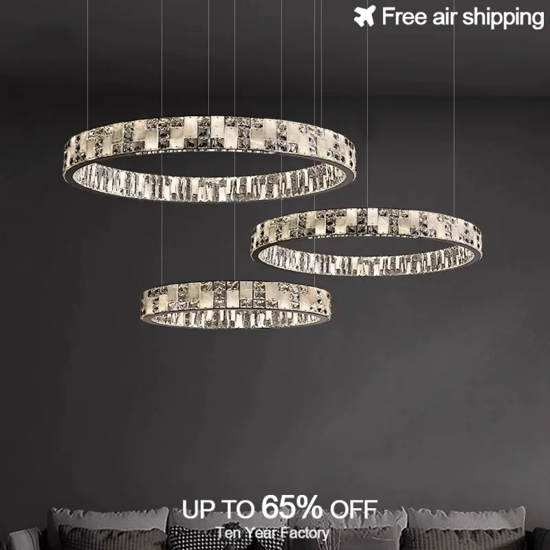 Afralia™ Black Acrylic Crystals Chandelier | Living Room Art Deco Ceiling Light