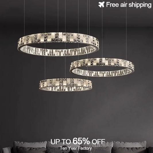 Afralia™ Black Acrylic Crystals Chandelier | Living Room Art Deco Ceiling Light