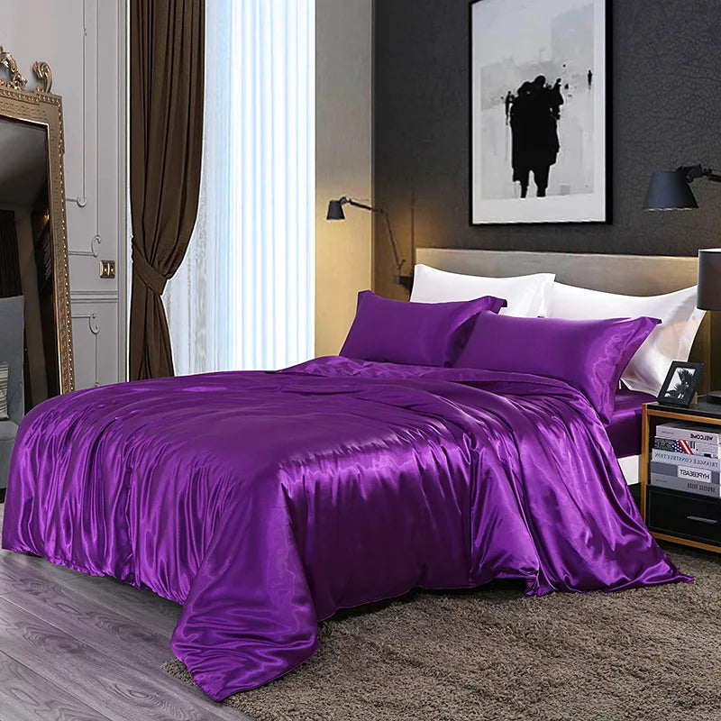 Afralia™ Silk Summer Bedding Set: Double-Sided Cooling Comforter & Soft Satin Sheet - Single/Double