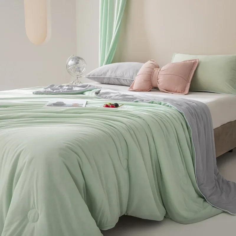 Afralia™ Satin Silky Summer Cooling Blanket Ultra-Thin Breathable Quilted Comforter