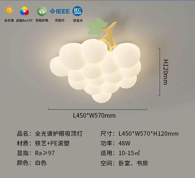 Afralia™ Nordic LED Chandelier for Children's Room, Walnut Wood Color Grape Design