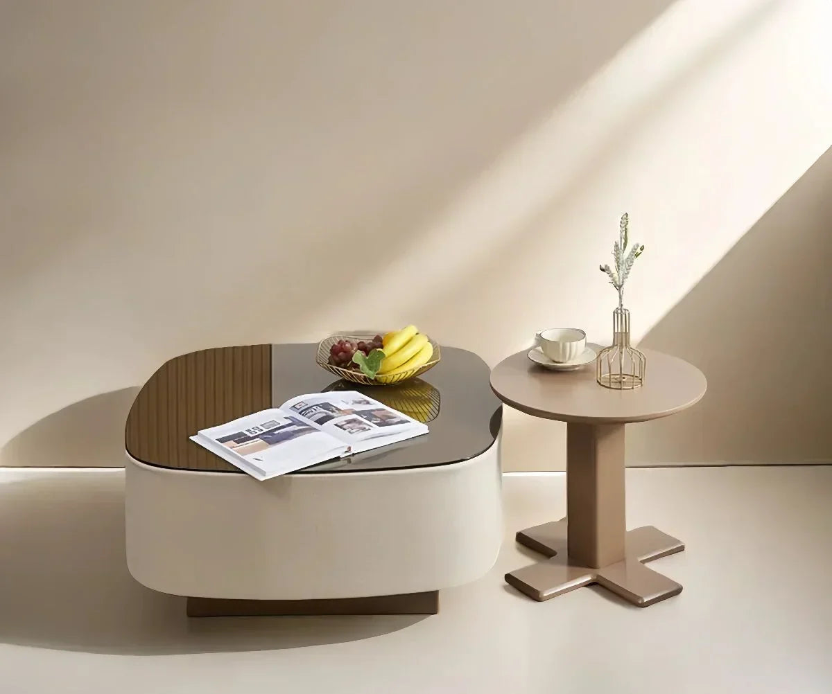Afralia™ Minimalist Round Marble Coffee Table Glass Modern Design for Home Furniture