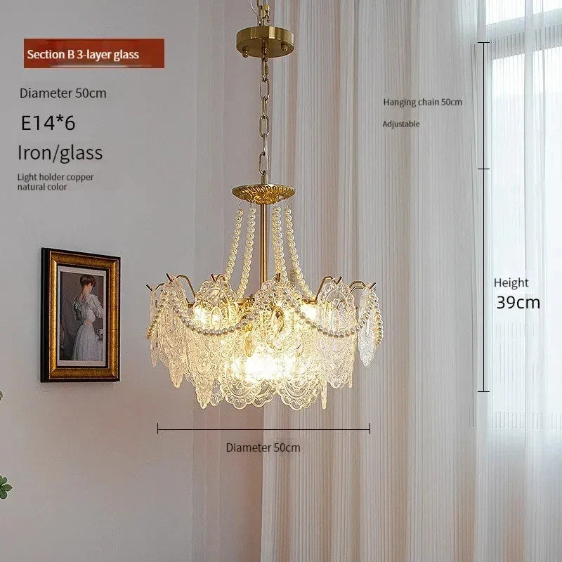 Afralia™ Clear Glass LED Chandelier: Modern French Style Hanging Fixture for Bedroom, Living Room & Kitchen