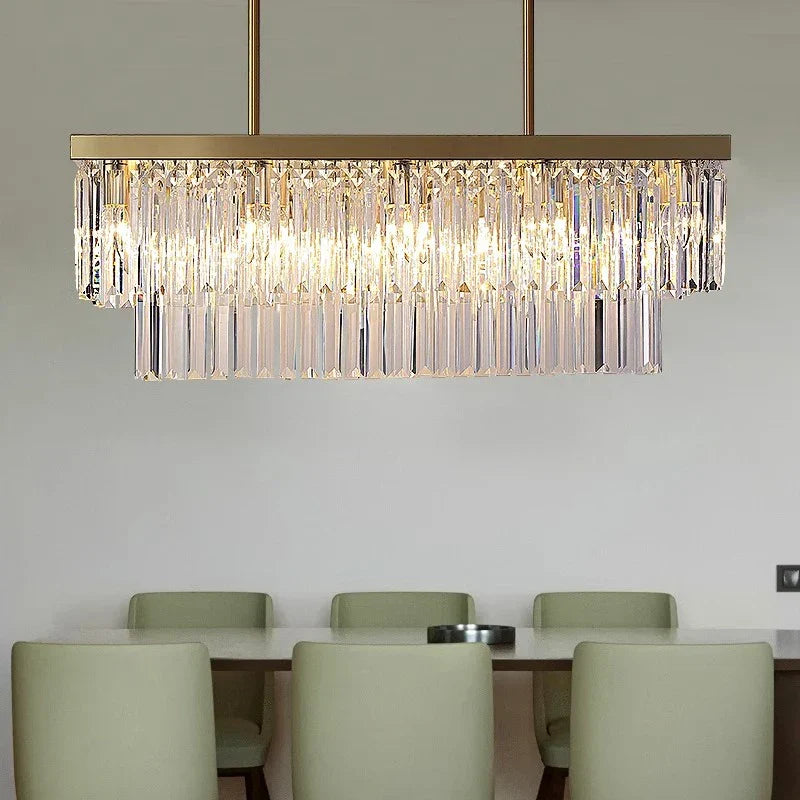 Afralia™ Crystal Chandelier: Luxury Gold 2 Tier LED Ceiling Light for Dining Room