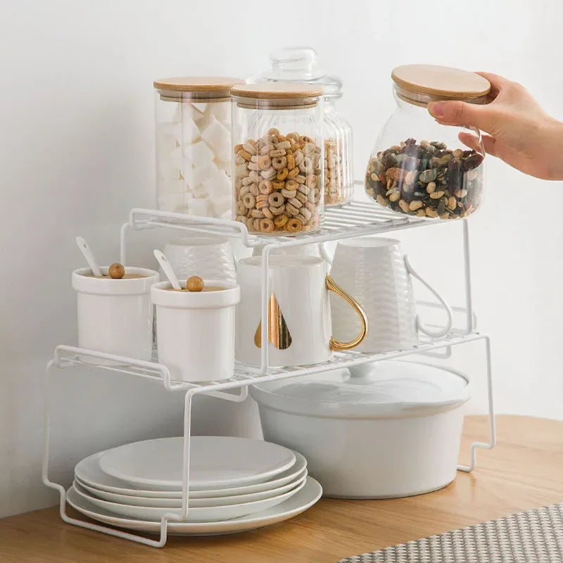 Afralia™ Kitchen Organizer Rack for Dishes, Spice Jars, and Seasoning Bottles