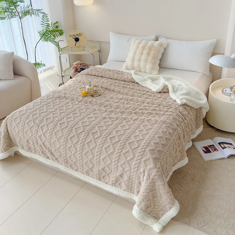 Afralia™ Soft Lamb Wool Blanket for Office Living Room Sofa All Seasons Comfy Cover