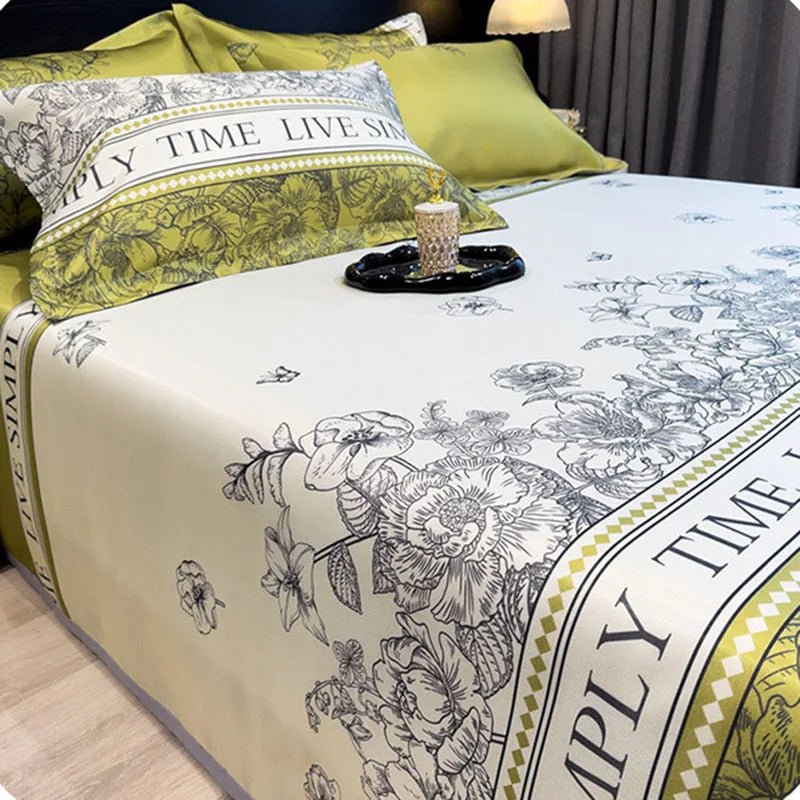 Afralia™ Multicolour Floral Patchwork Satin Bed Cover Set for Smooth Summer Comfort