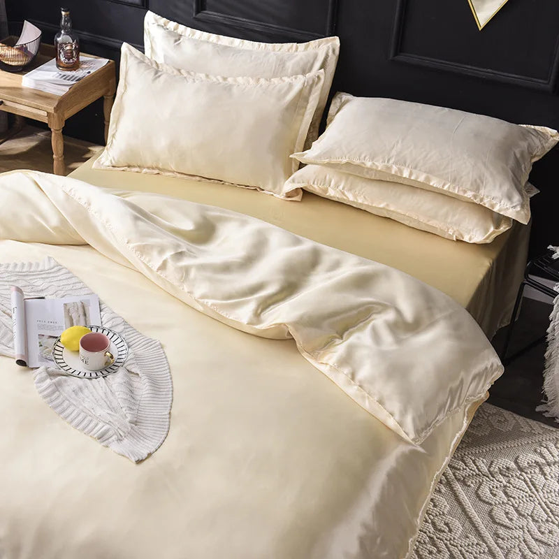 Afralia™ Ice Rayon Satin Bedding Set: Cooling, Soft, Summer Comfort for Twin-Double Bed