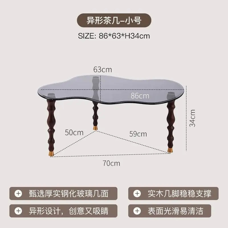 Afralia™ 80*40cm Solid Wood Peanut-Shaped Coffee Table for Living Room