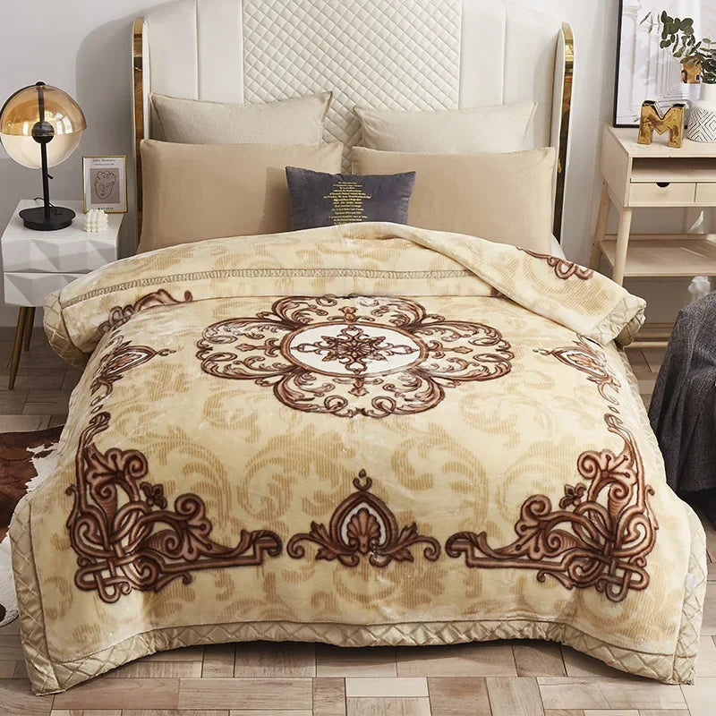 Afralia™ Winter Raschel Blanket: High-End, Warm, and Skin-Friendly for Single & Double Beds