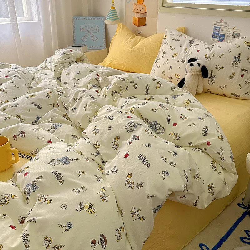 Afralia™ Cartoon Print Quilt Cover Set for King Queen Beds - All Seasons Comfort