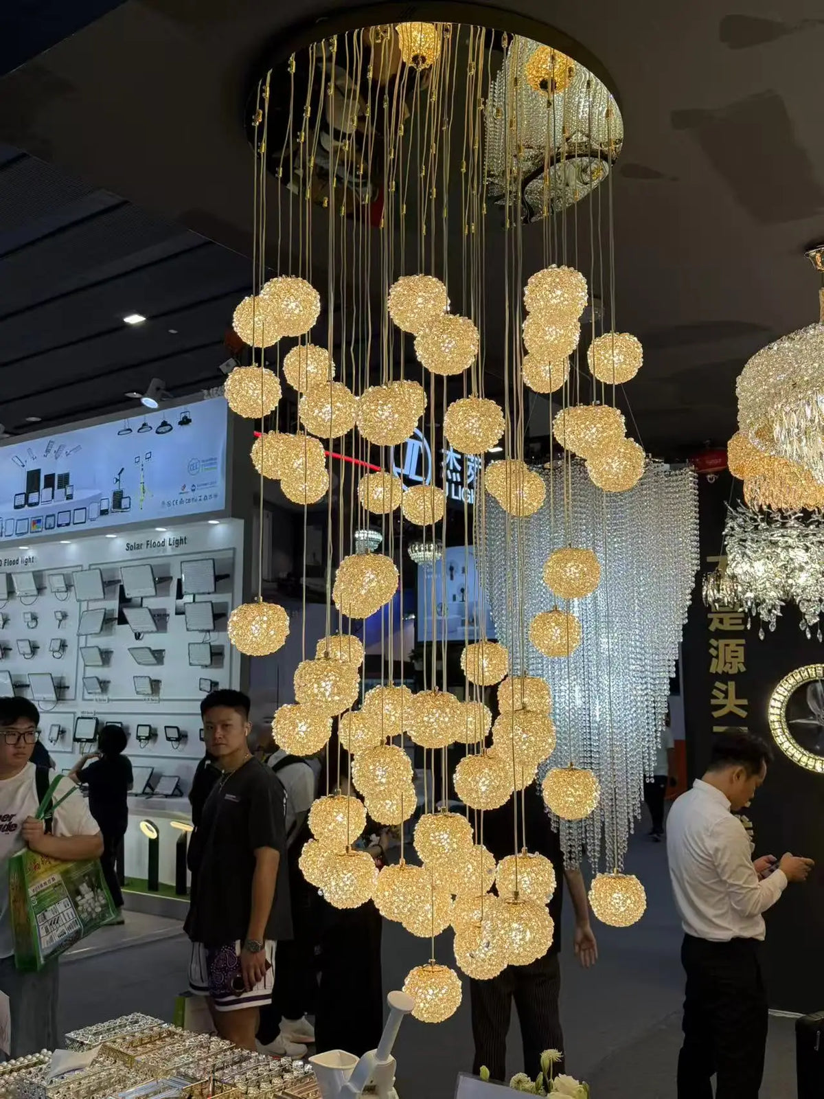 Afralia™ LED Glass Ball Chandelier for Staircase Duplex Villa Loft Hollow Living Room