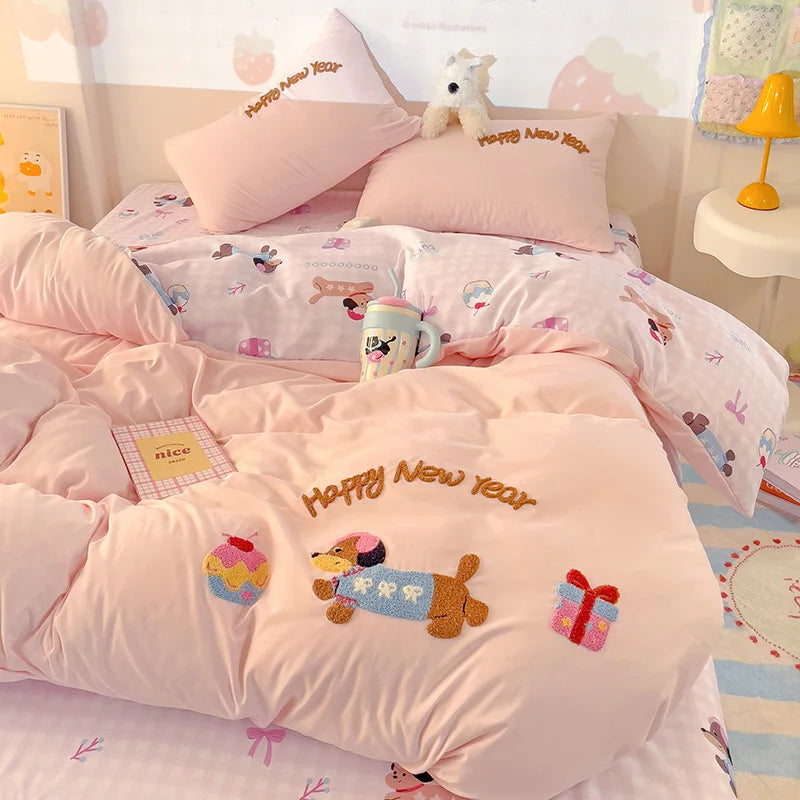 Afralia™ Cloud Cotton Cartoon Bedding Set - Soft, Skin-Friendly, All Seasons