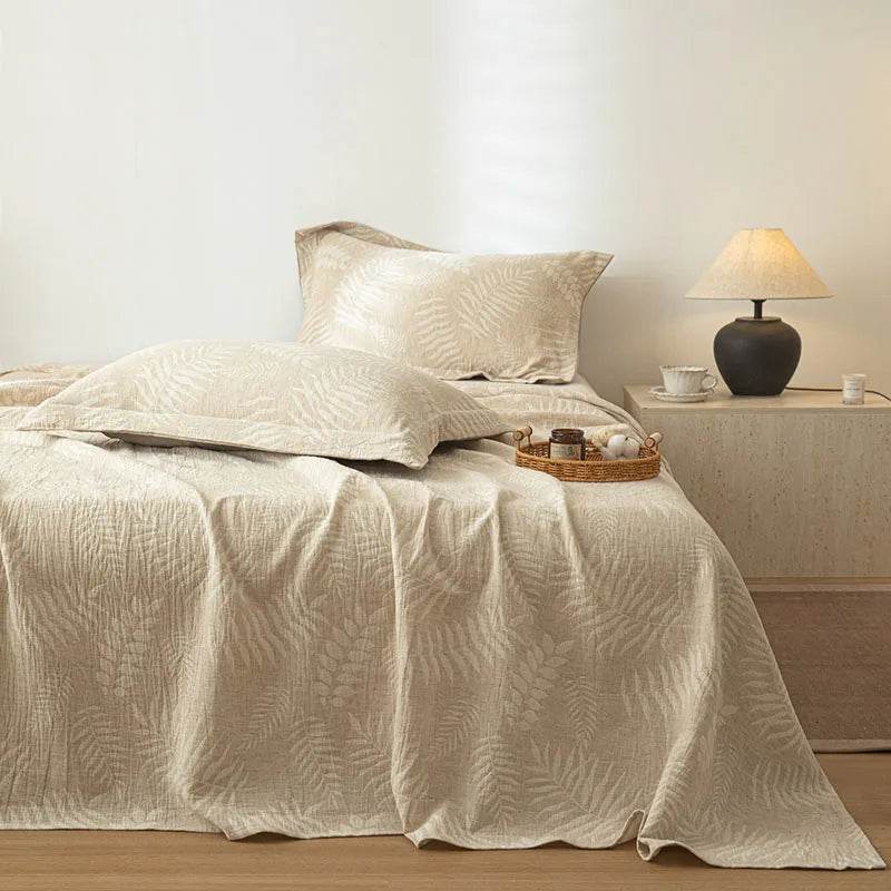 Afralia™ Super Soft Cotton Linen Jacquard Bed Sheet, Cozy Flat Bed Cover for All Seasons