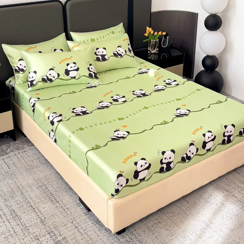 Afralia™ Printed Silky Fitted Sheet: Soft & Anti-Slip Mattress Cover