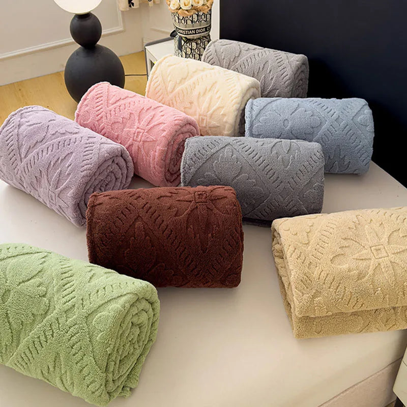 Afralia™ Jacquard Coral Velvet Sofa Cover Blanket | Soft & Warm for Spring/Autumn