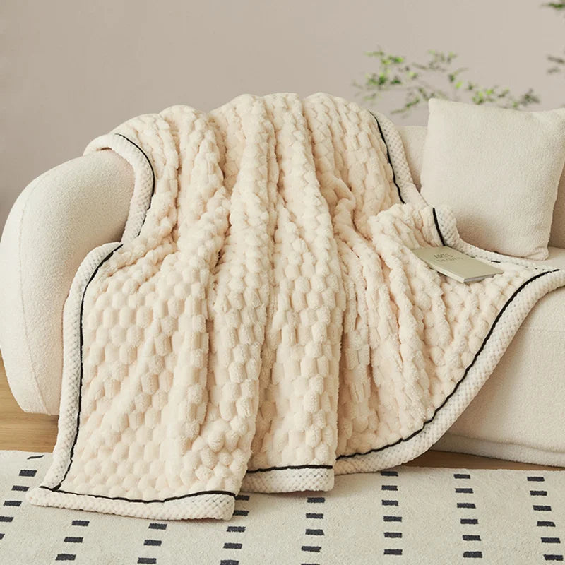 Afralia™ Double-Layer Coral Fleece Blanket: Super Soft Queen King Quilt for Winter