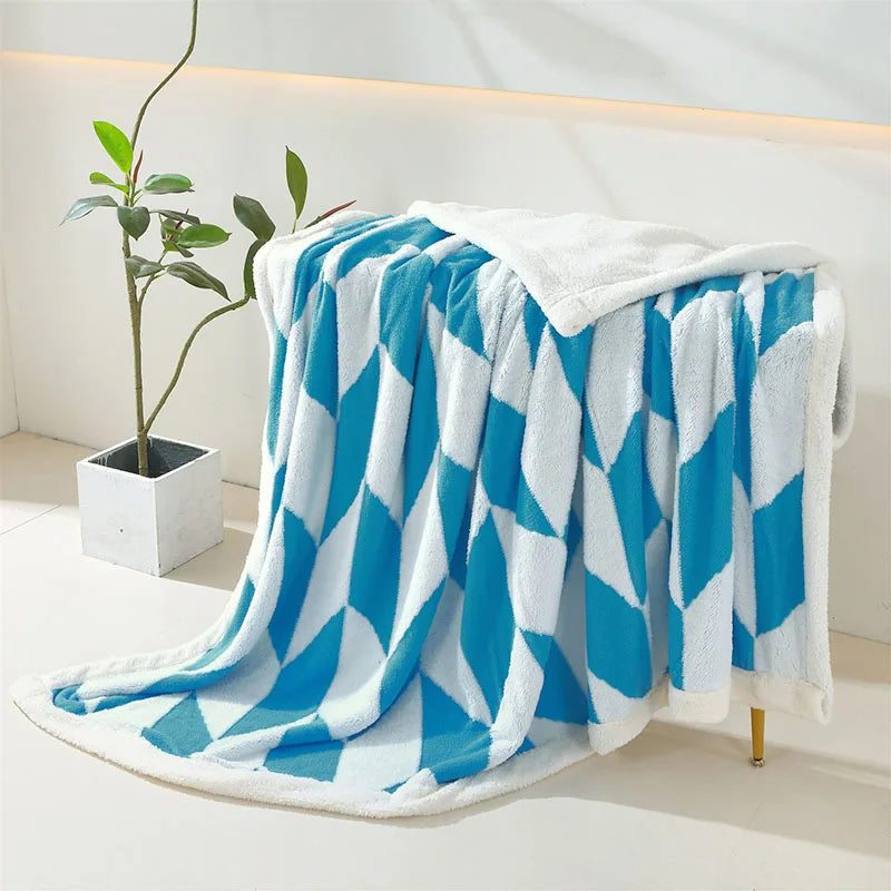 Afralia™ Geometric Lamb Wool Blanket: Soft Multi-Purpose Sofa Cover for Autumn Winter