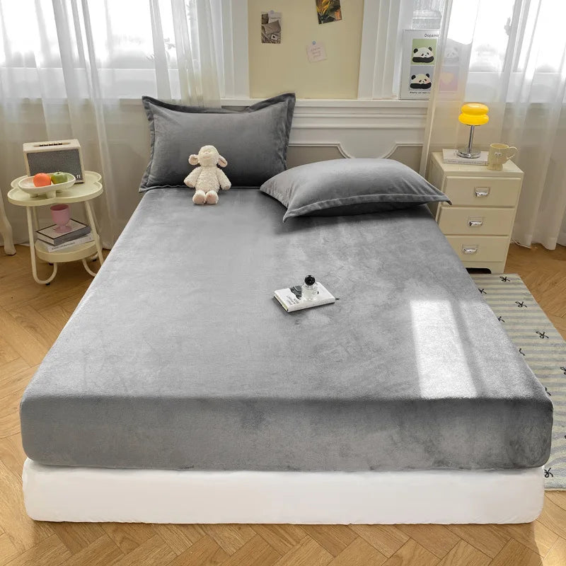 Afralia™ Winter Milk Velvet Fitted Sheet Set - Soft & Warm Mattress Cover