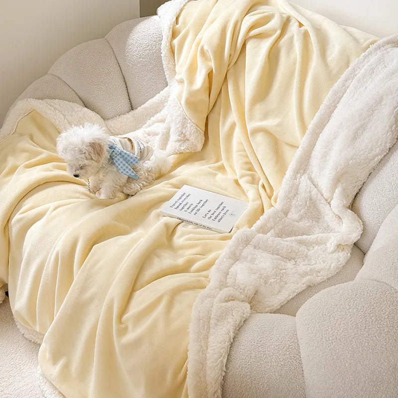 Afralia™ Lamb Wool Multi-Purpose Blanket: Soft & Warm Sofa Cover, Office Quilt