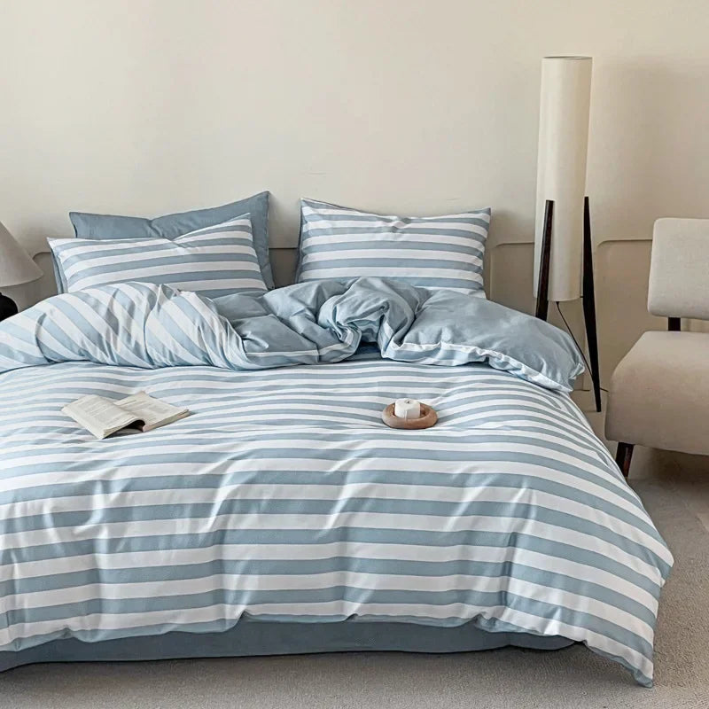 Afralia™ Geometric Pattern Cotton Fitted Sheet Set, King/Queen Bed Comfort Bedding