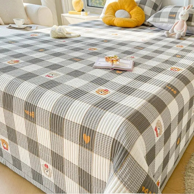 Afralia™ Cartoon Small Fresh Washed Cotton Bed Sheets Bedspread