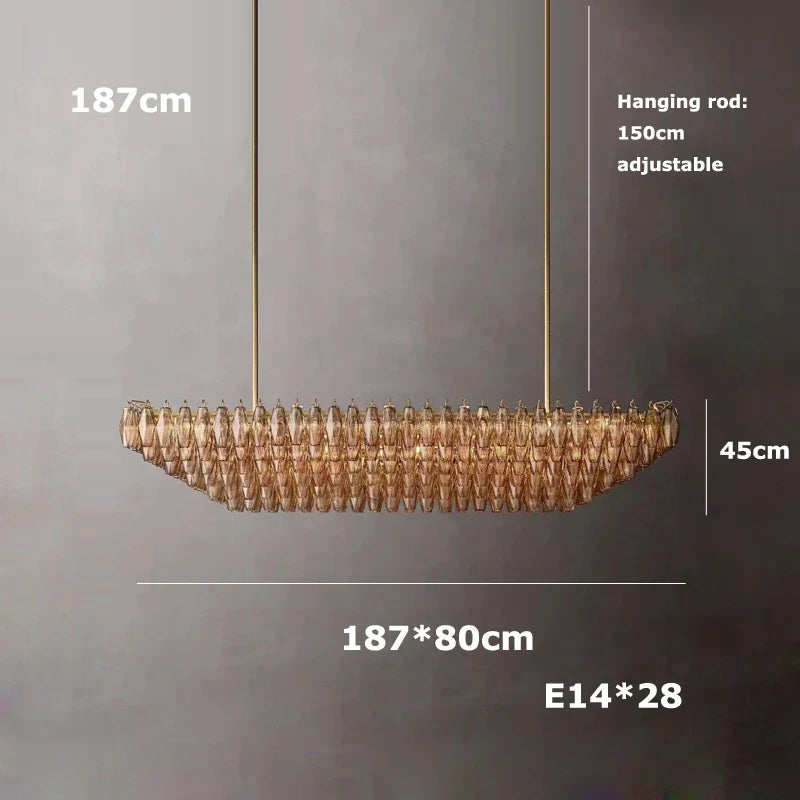 Afralia™ Luxury Glass Shade LED Chandelier in Brass and Black for Modern Dining Room