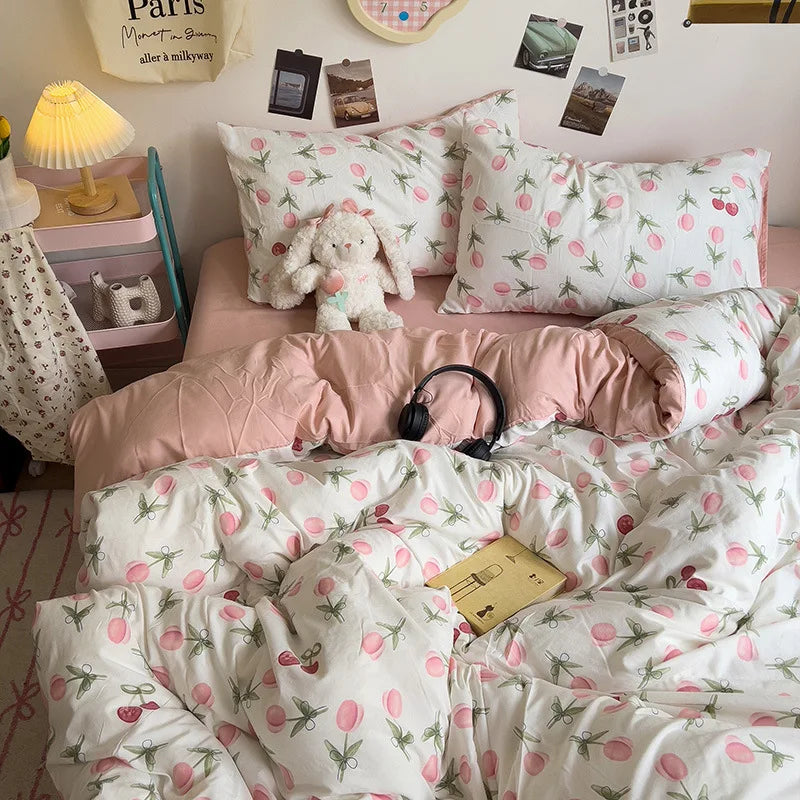 Afralia™ Korean Floral Print Single Duvet Cover: Sweet Comfort, All Seasons, Skin-Friendly
