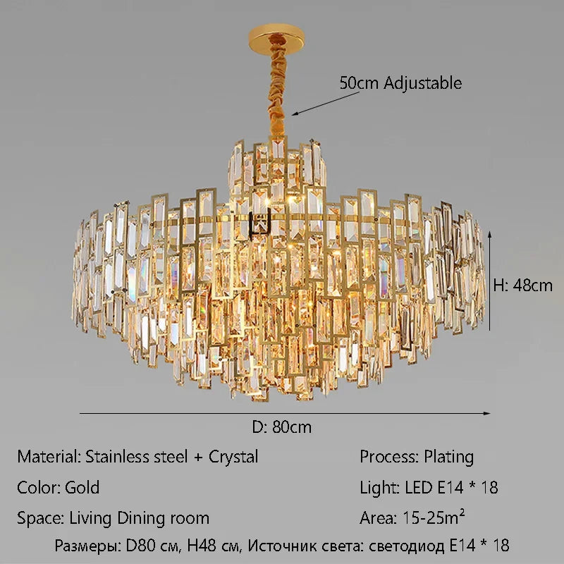 Afralia™ Luxury LED Crystal Chandelier Ceiling Light for Living & Dining Rooms