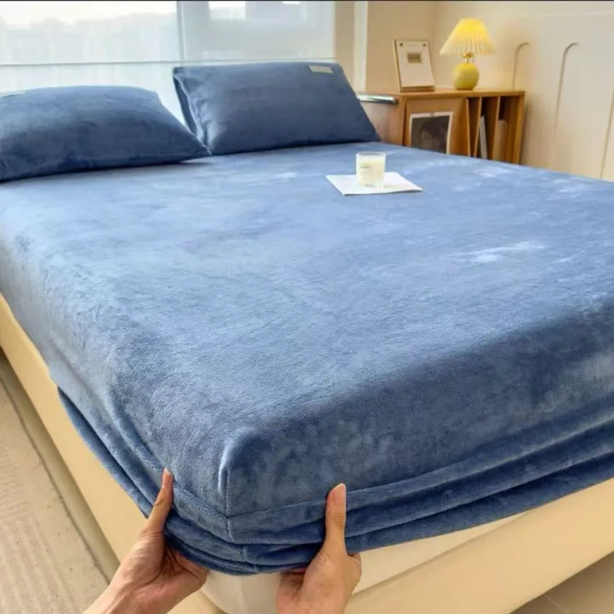 Afralia™ Cozy Milk Velvet Fitted Sheet for Autumn & Winter Mattress Topper