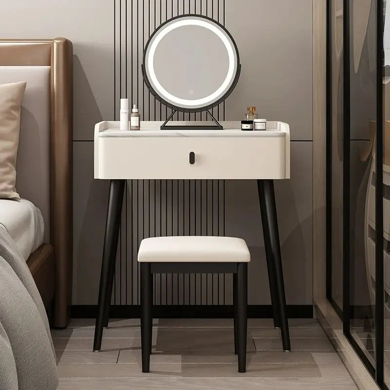 Afralia™ Modern Luxury Dressing Table Desk for Women - Nordic Style Organizer Desk Mirror