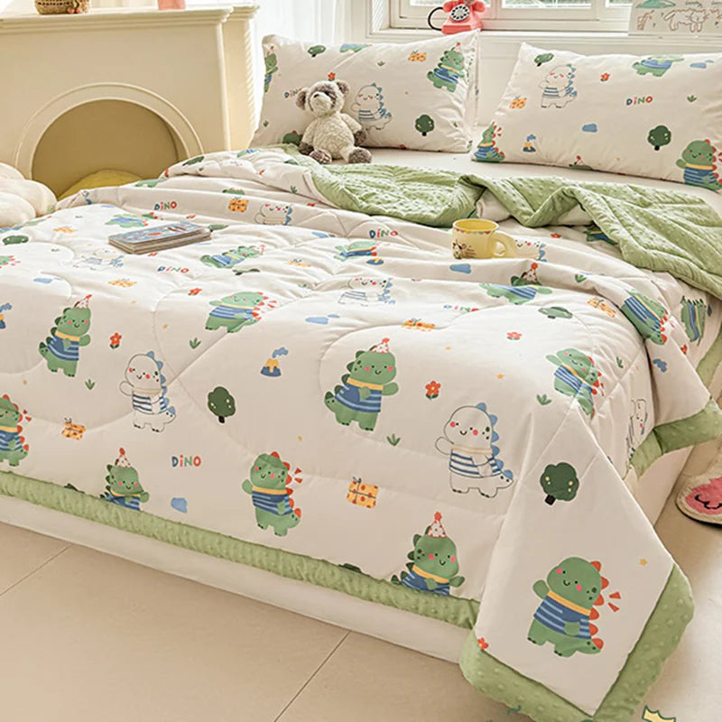 Afralia™ Cartoon Pattern Summer Comforter: Skin-Friendly Breathable Quilt for Kids & Adults