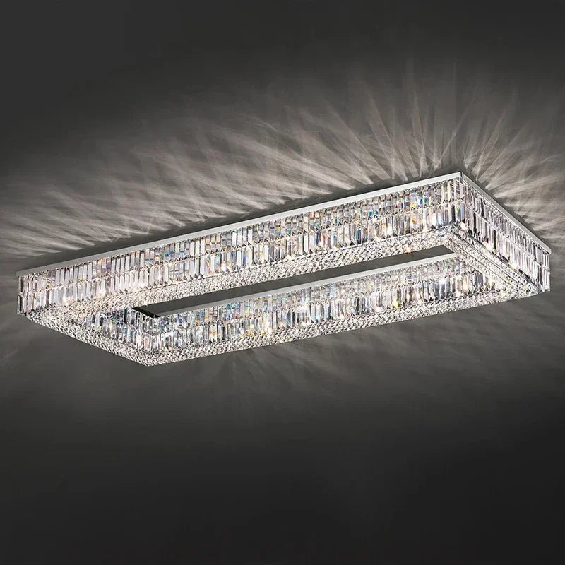 Afralia™ Modern Crystal Chandelier Chrome Stainless Steel Hanging Light Fixtures