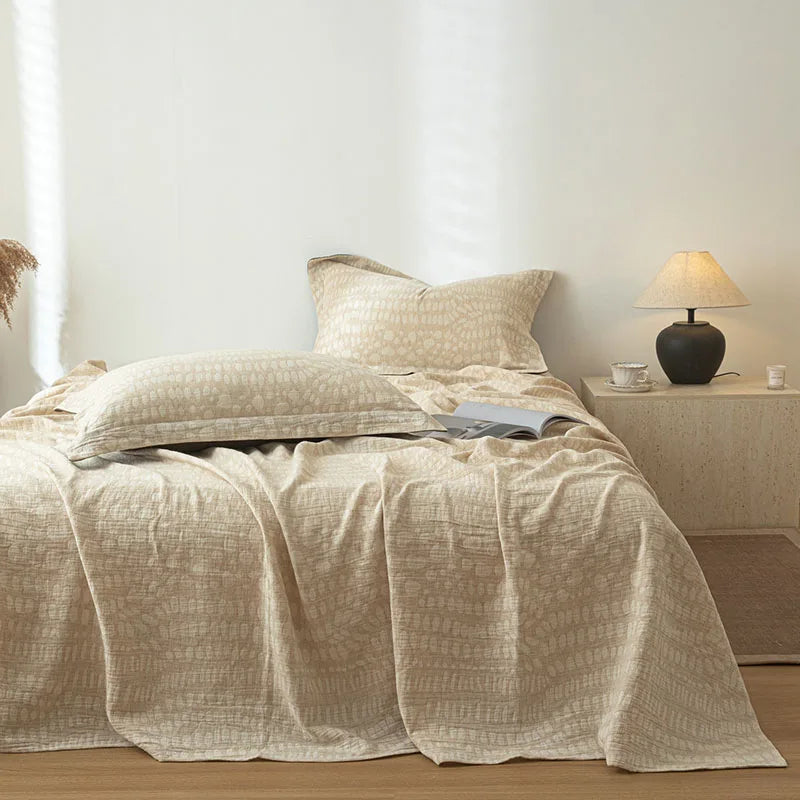Afralia™ Super Soft Cotton Linen Jacquard Bed Sheet, Cozy Flat Bed Cover for All Seasons