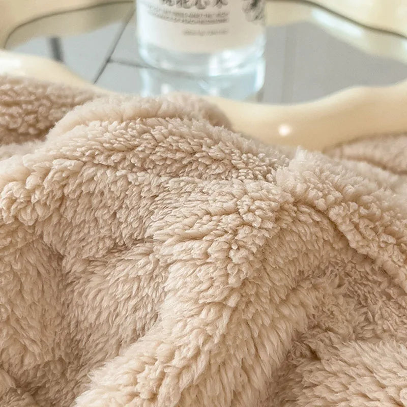 Afralia™ Cozy Lamb Wool Blanket: Double-Sided, Thick Coral Fleece, Skin-Friendly & Warm